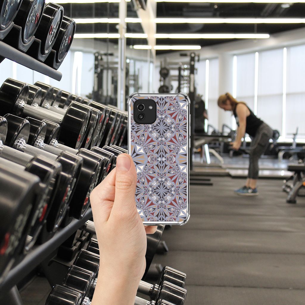 Samsung Galaxy A03 Anti-Shock Hoesje Flower Tiles B2C Telecom