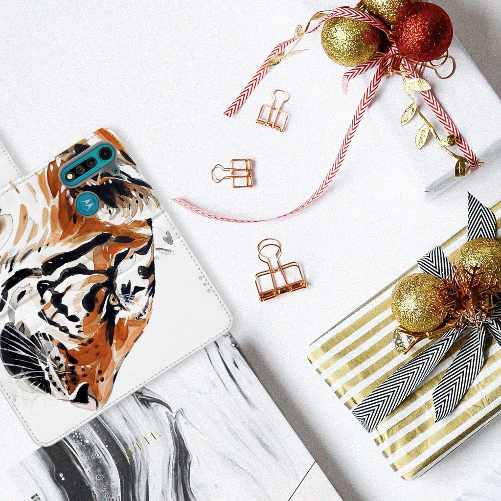 Hoesje Motorola G8 Power Lite Watercolor Tiger