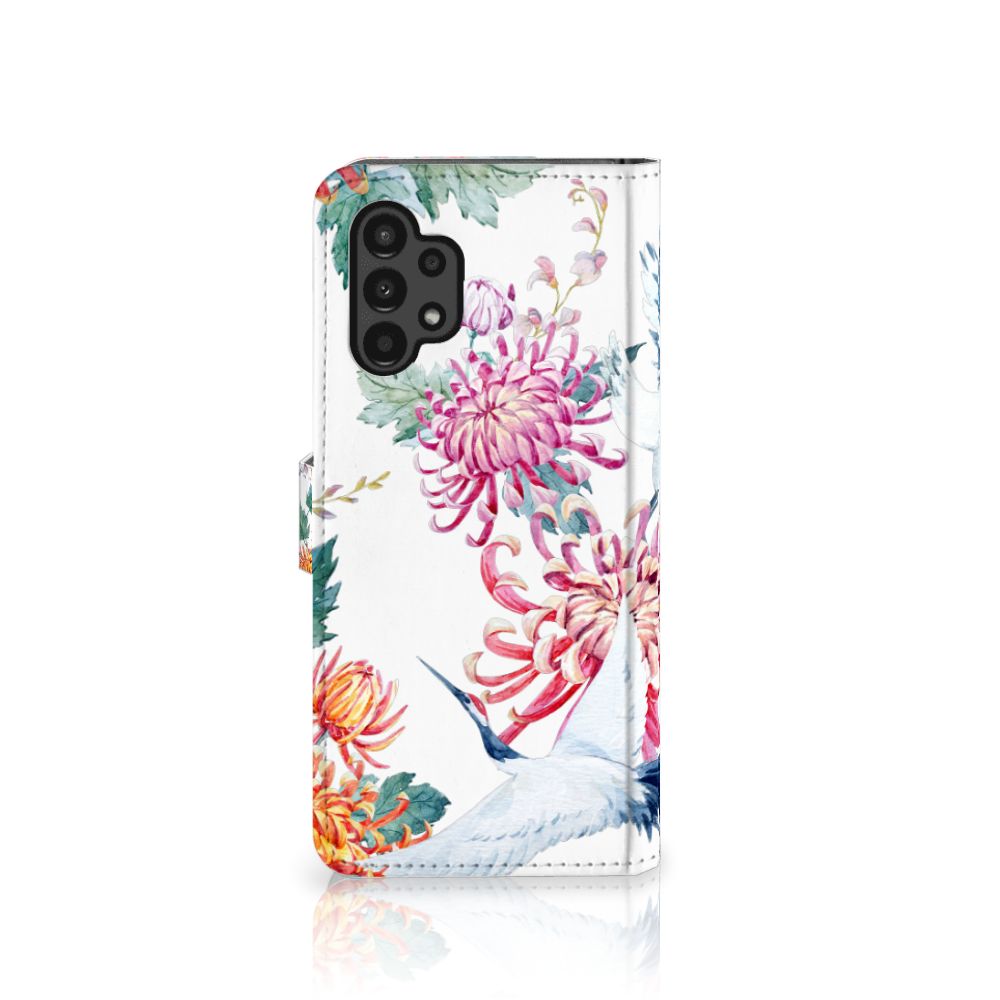 Samsung Galaxy A13 (4G) Telefoonhoesje met Pasjes Bird Flowers