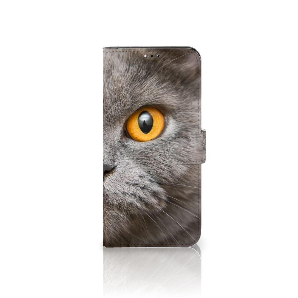 Telefoonhoesje met Pasjes Samsung Galaxy A23 Britse Korthaar met indrukwekkend kattenoog design.
