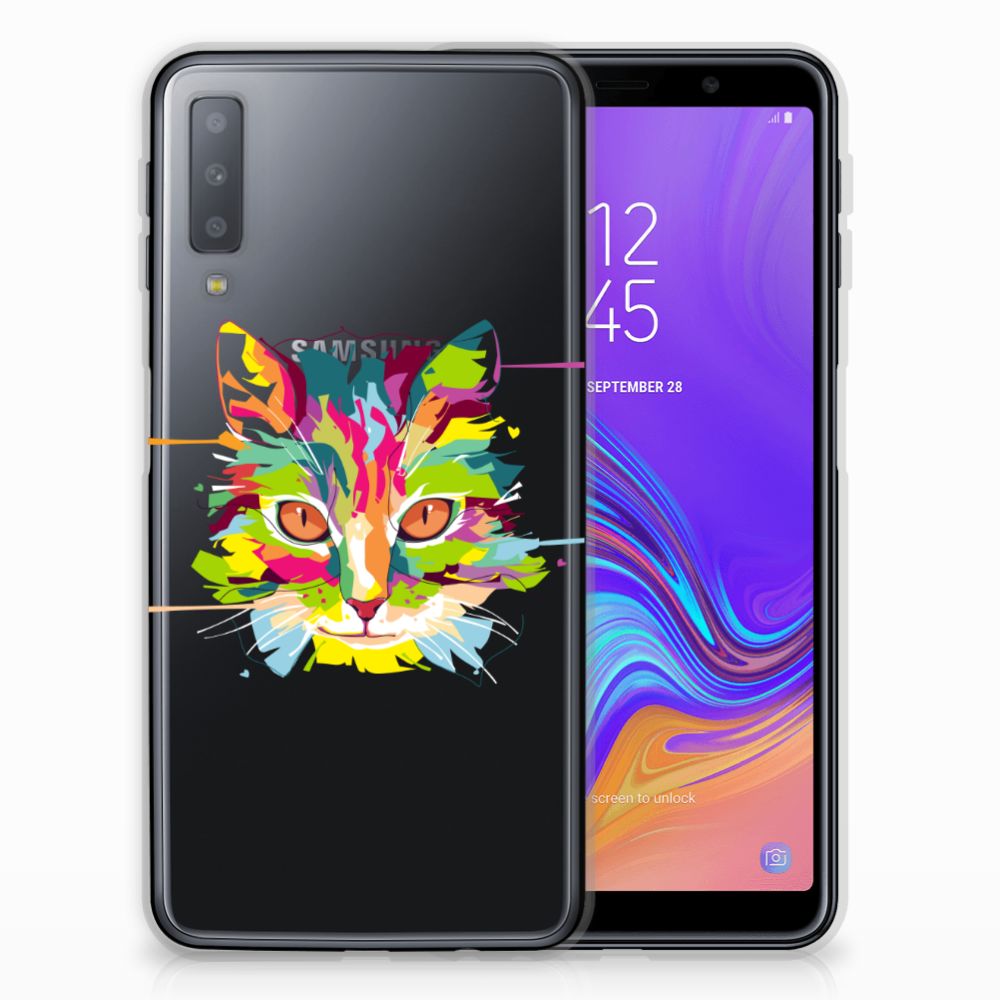 Samsung Galaxy A7 (2018) Telefoonhoesje met Naam Cat Color