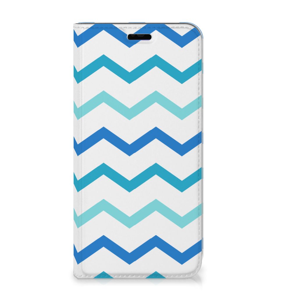 Huawei P Smart Plus Hoesje met Magneet Zigzag Blauw