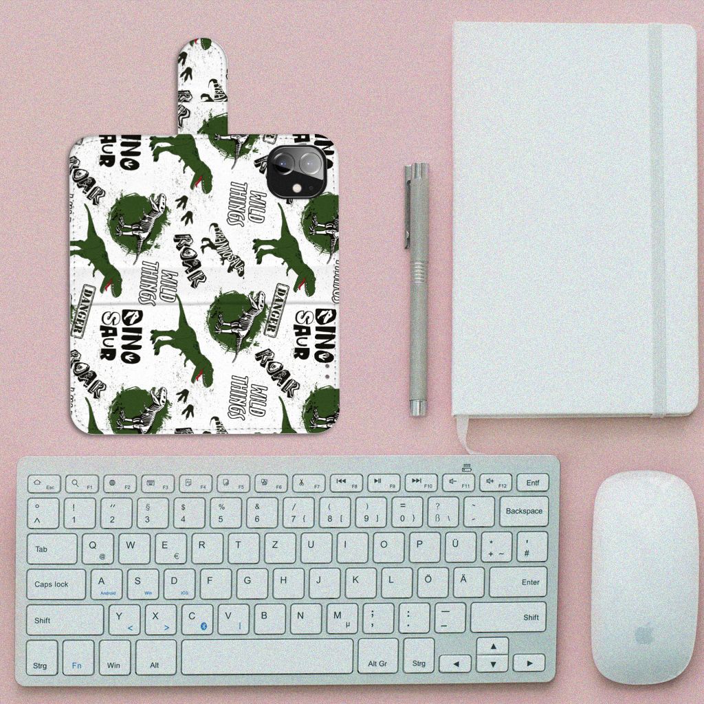 Telefoonhoesje met Pasjes voor Apple iPhone 12 Mini Dinosaurus