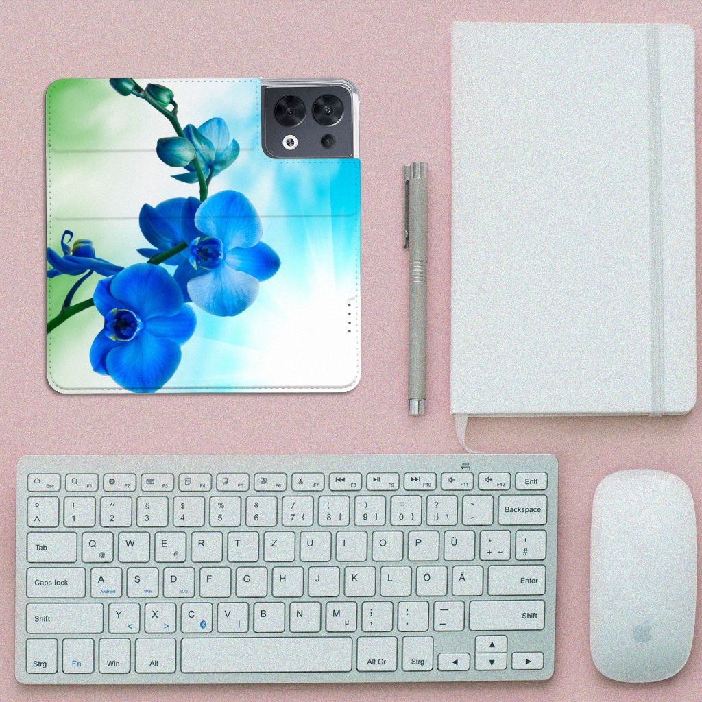 OPPO Reno8 Smart Cover Orchidee Blauw - Cadeau voor je Moeder - B2C Telecom