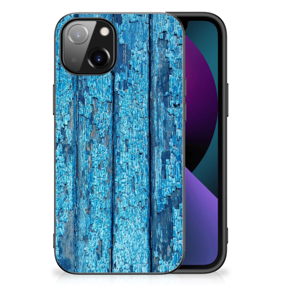 Apple iPhone 13 Houten Print Telefoonhoesje Wood Blue