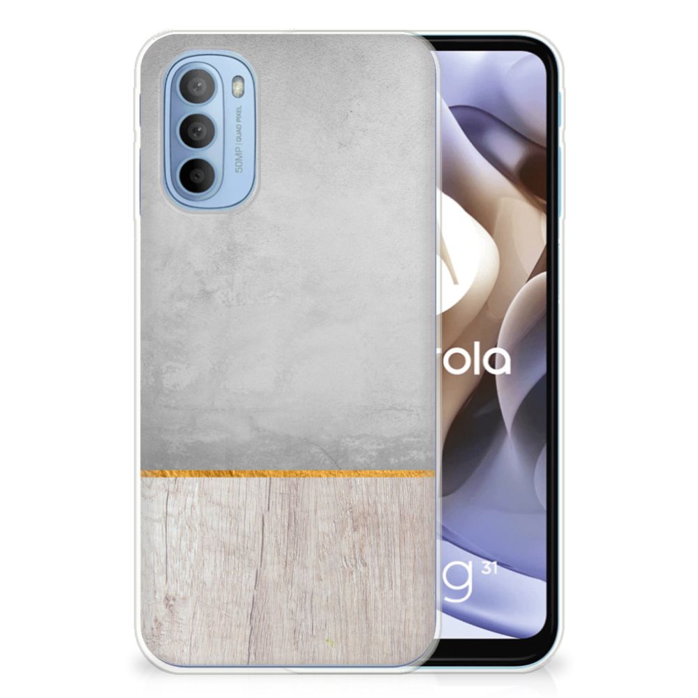 Motorola Moto G31 | G41 Bumper Hoesje Wood Concrete B2C Telecom