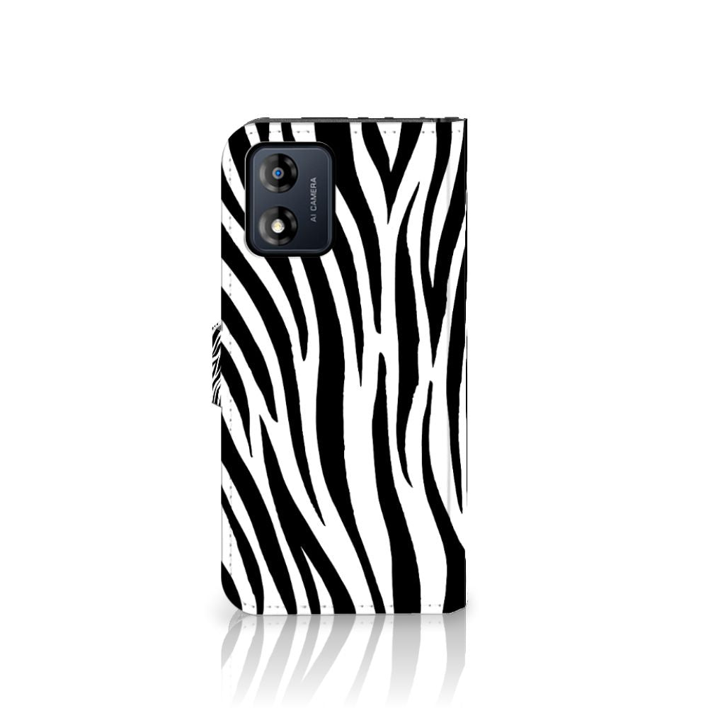Motorola Moto E13 4G Telefoonhoesje met Pasjes Zebra