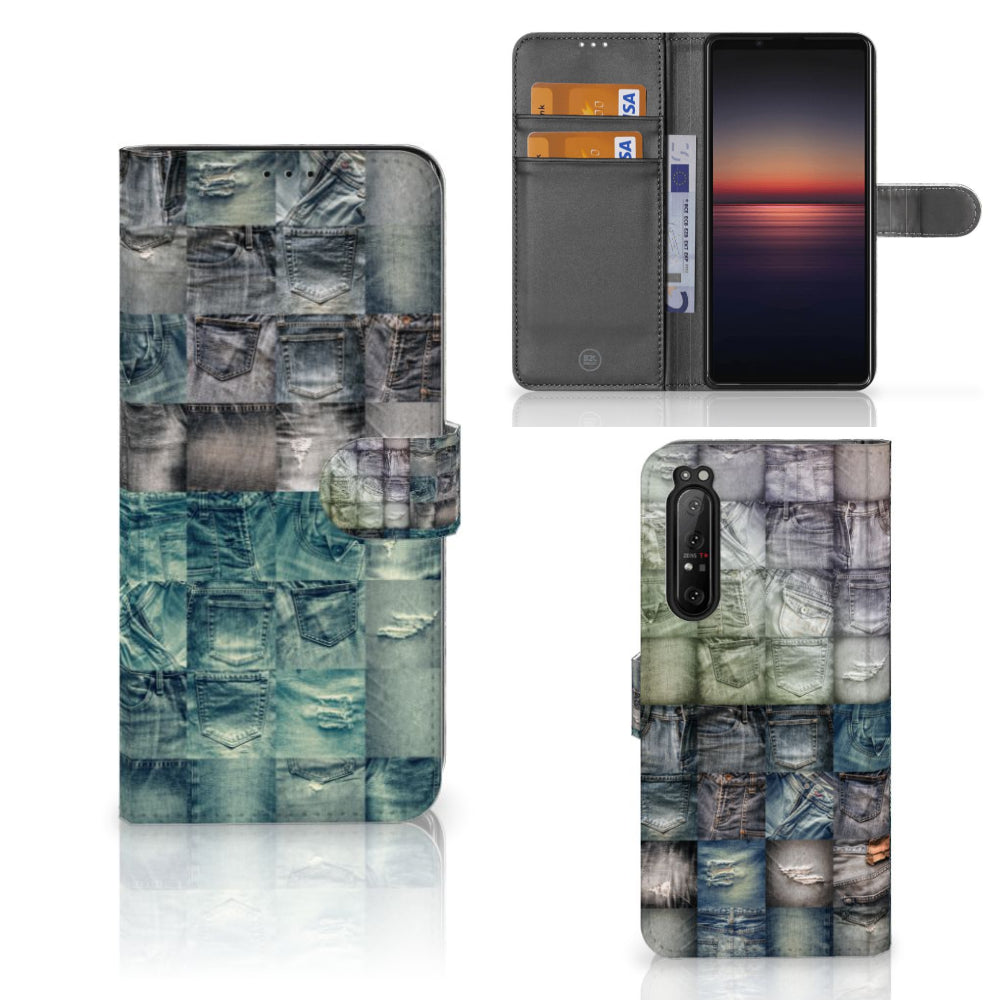 Wallet Case met Pasjes Sony Xperia 1 II Spijkerbroeken