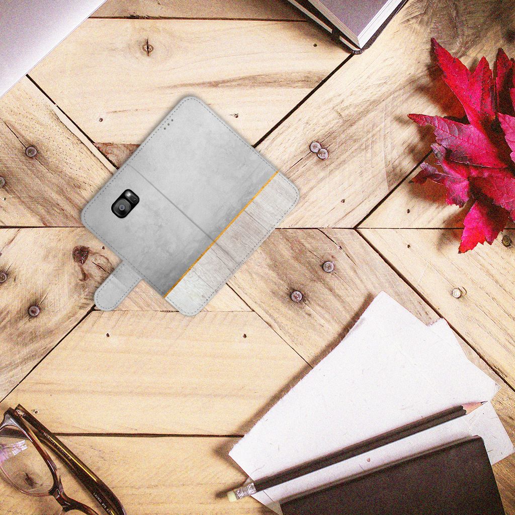 Samsung Galaxy S7 Edge Book Style Case Wood Concrete