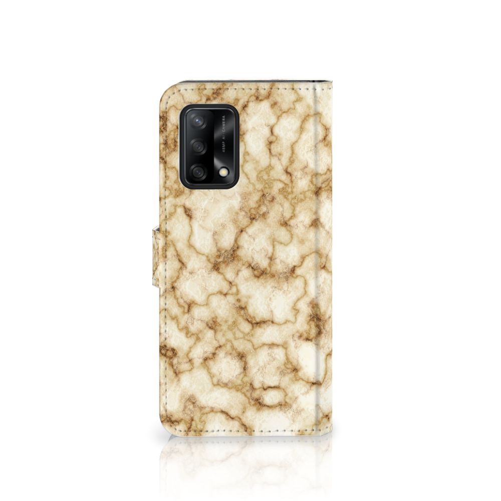 OPPO A74 4G Bookcase Marmer Goud