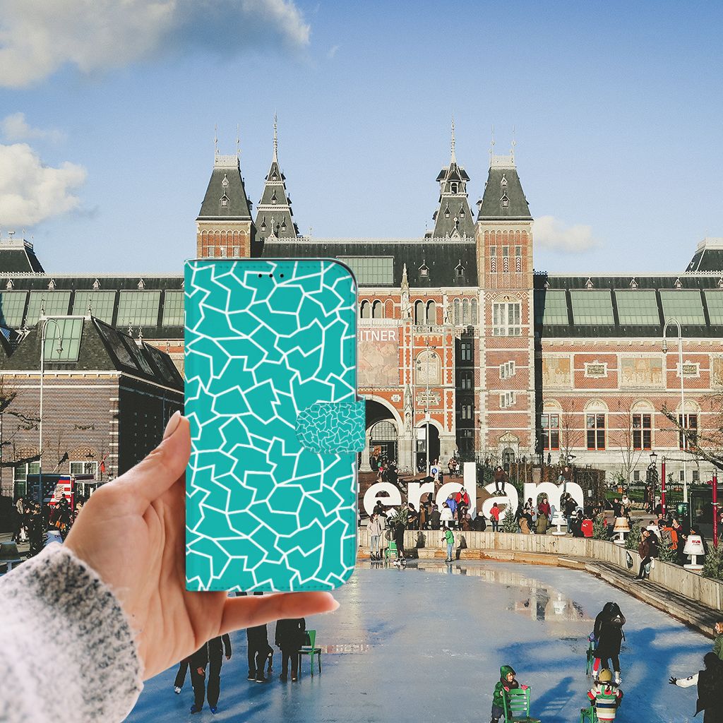 iPhone 13 Pro Max Hoesje Cracks Blue - Stijlvol design met barsten op een blauwe achtergrond. 📱