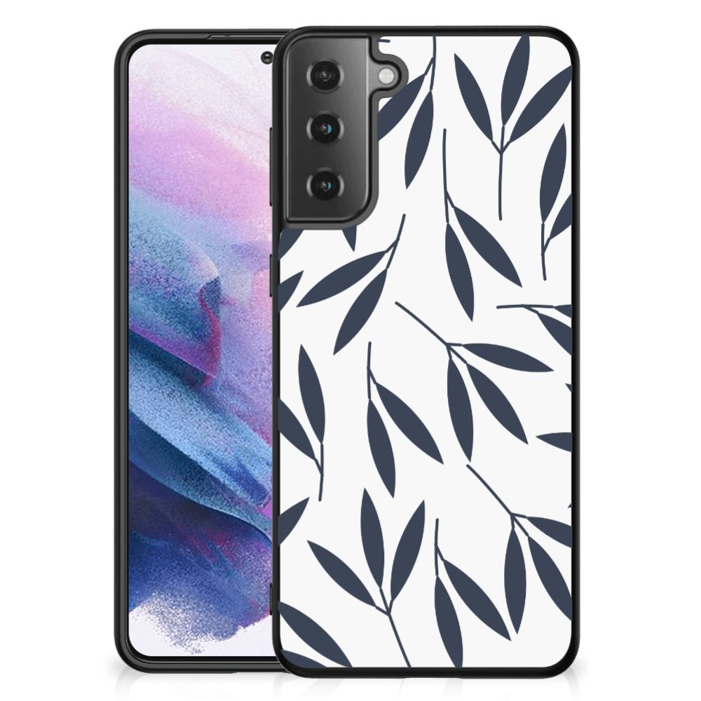 Samsung Galaxy S21 Plus Bloemen Hoesje Leaves Blue B2C Telecom