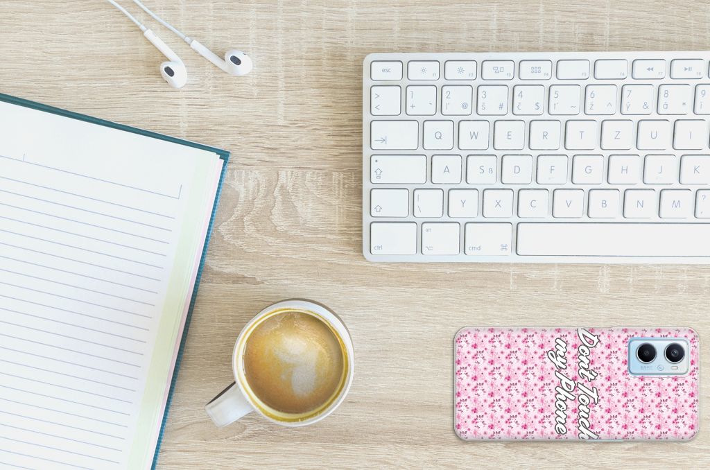 OPPO A96 | OPPO A76 Silicone-hoesje Flowers Pink DTMP B2C Telecom