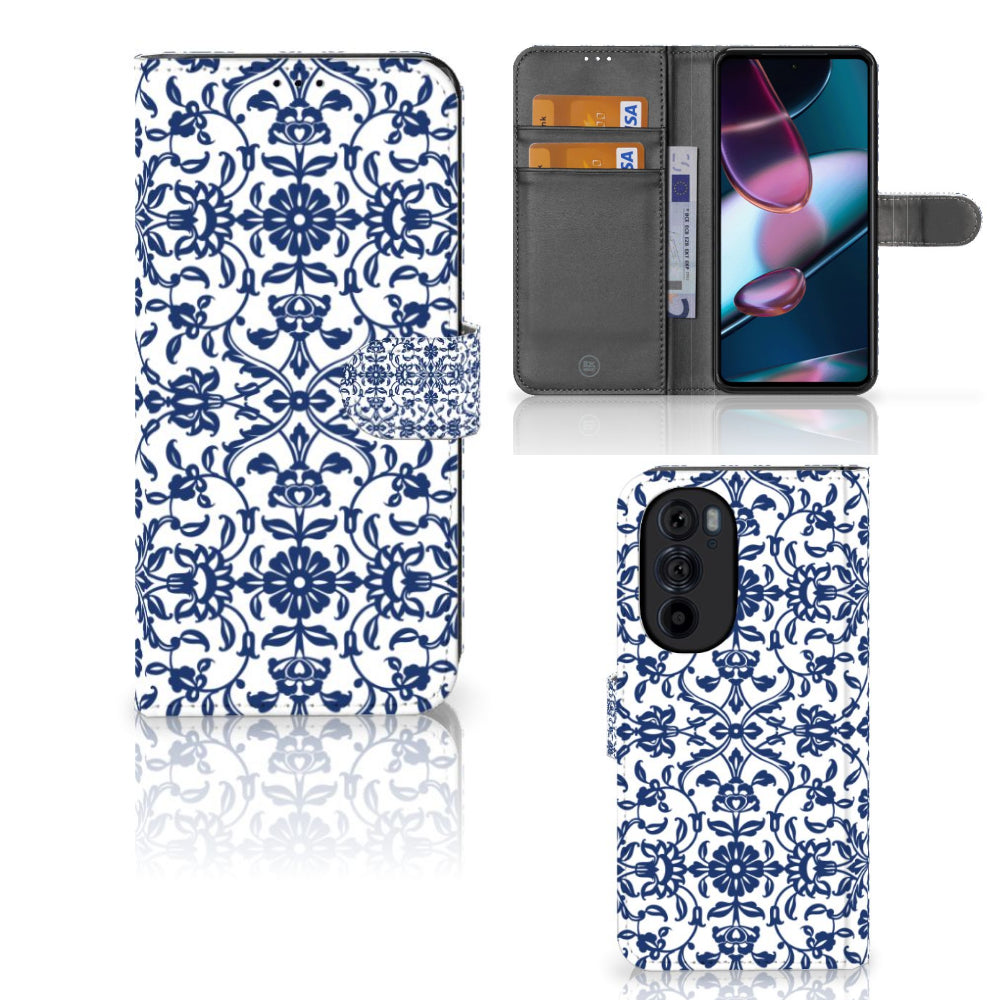 Motorola Edge 30 Pro Hoesje Flower Blue