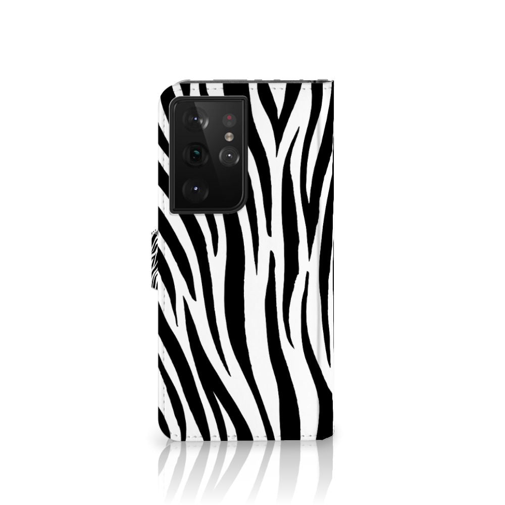 Samsung Galaxy S21 Ultra Telefoonhoesje met Pasjes Zebra