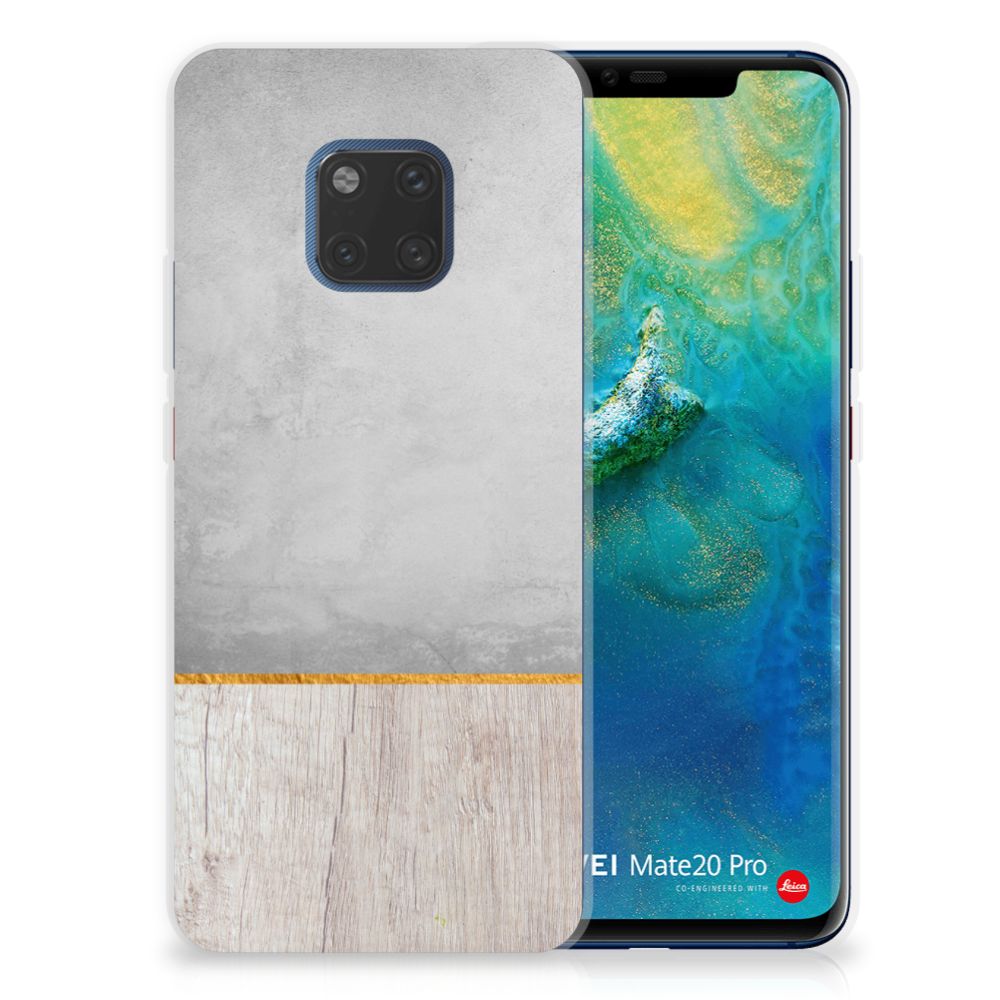 Huawei Mate 20 Pro Bumper Hoesje Wood Concrete