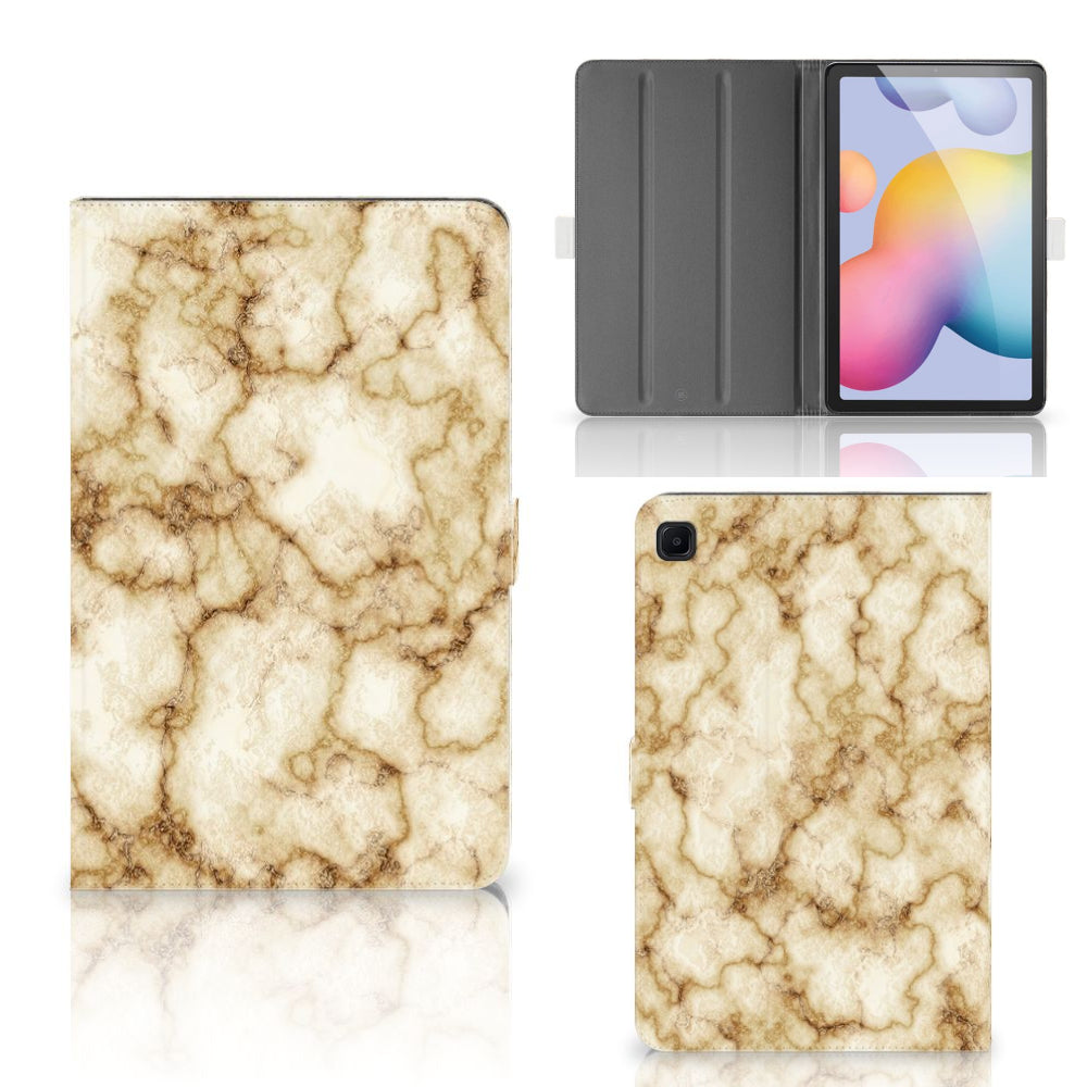 Samsung Galaxy Tab S6 Lite | S6 Lite (2022) Leuk Tablet hoesje  Marmer Goud