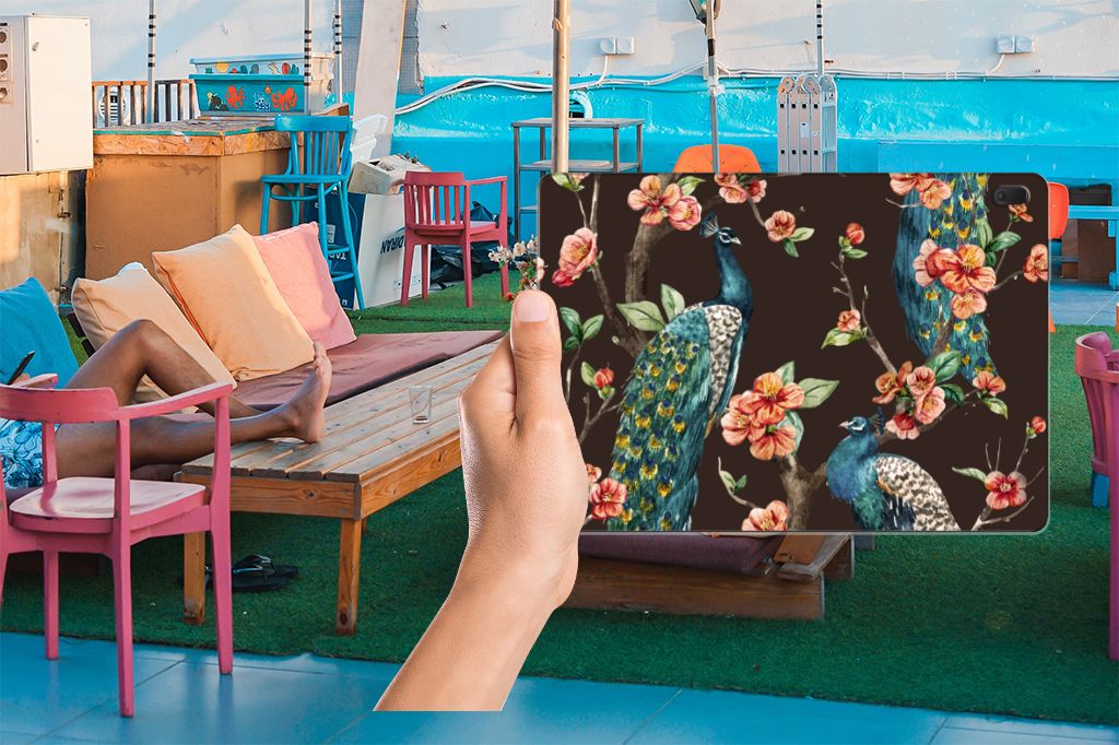 Lenovo Tab E10 Back Case Pauw met Bloemen