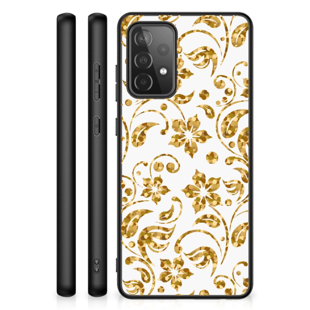 Samsung Galaxy A72 (5G/4G) Bloemen Hoesje Gouden Bloemen