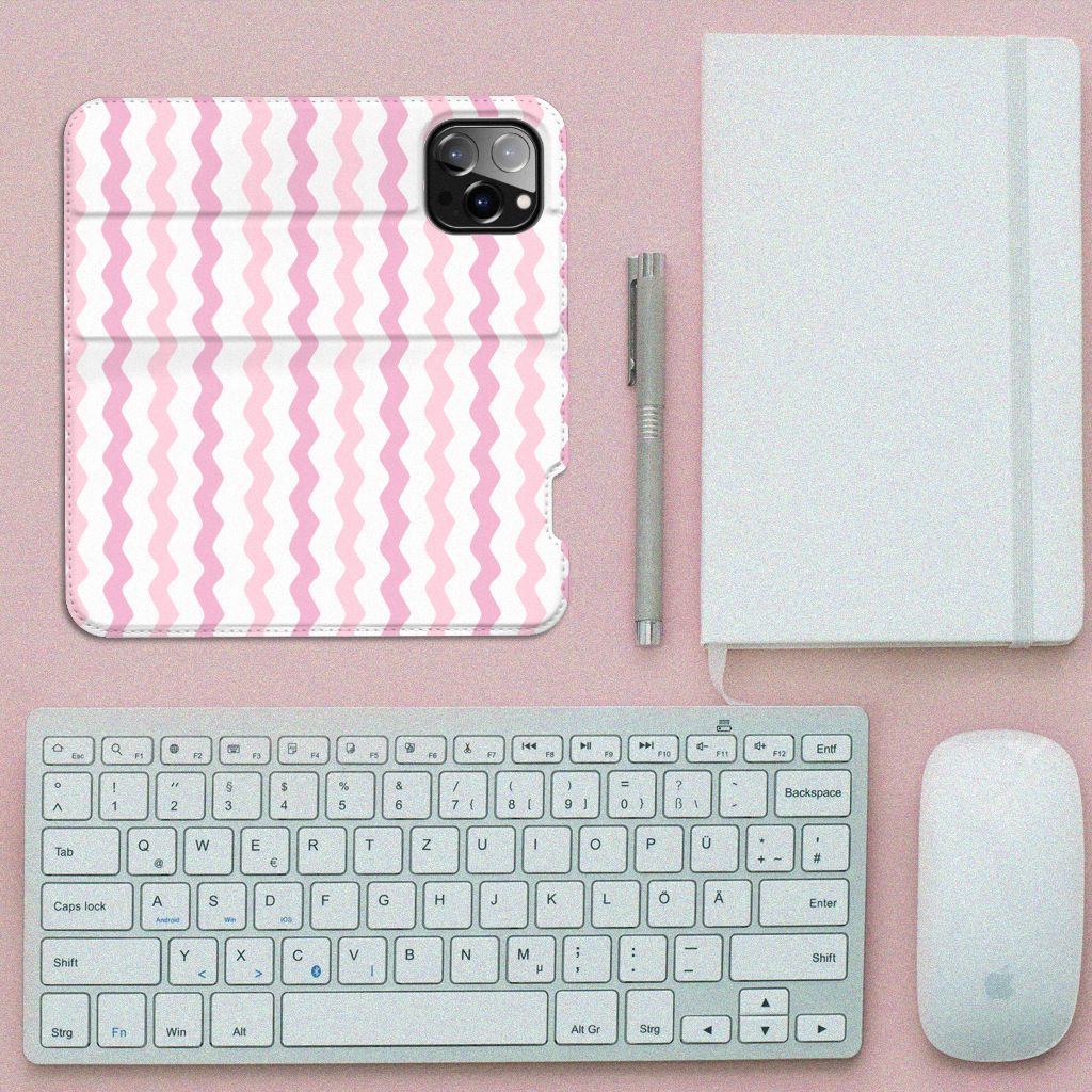 iPhone 14 Pro Max Hoesje met Magneet Waves Roze