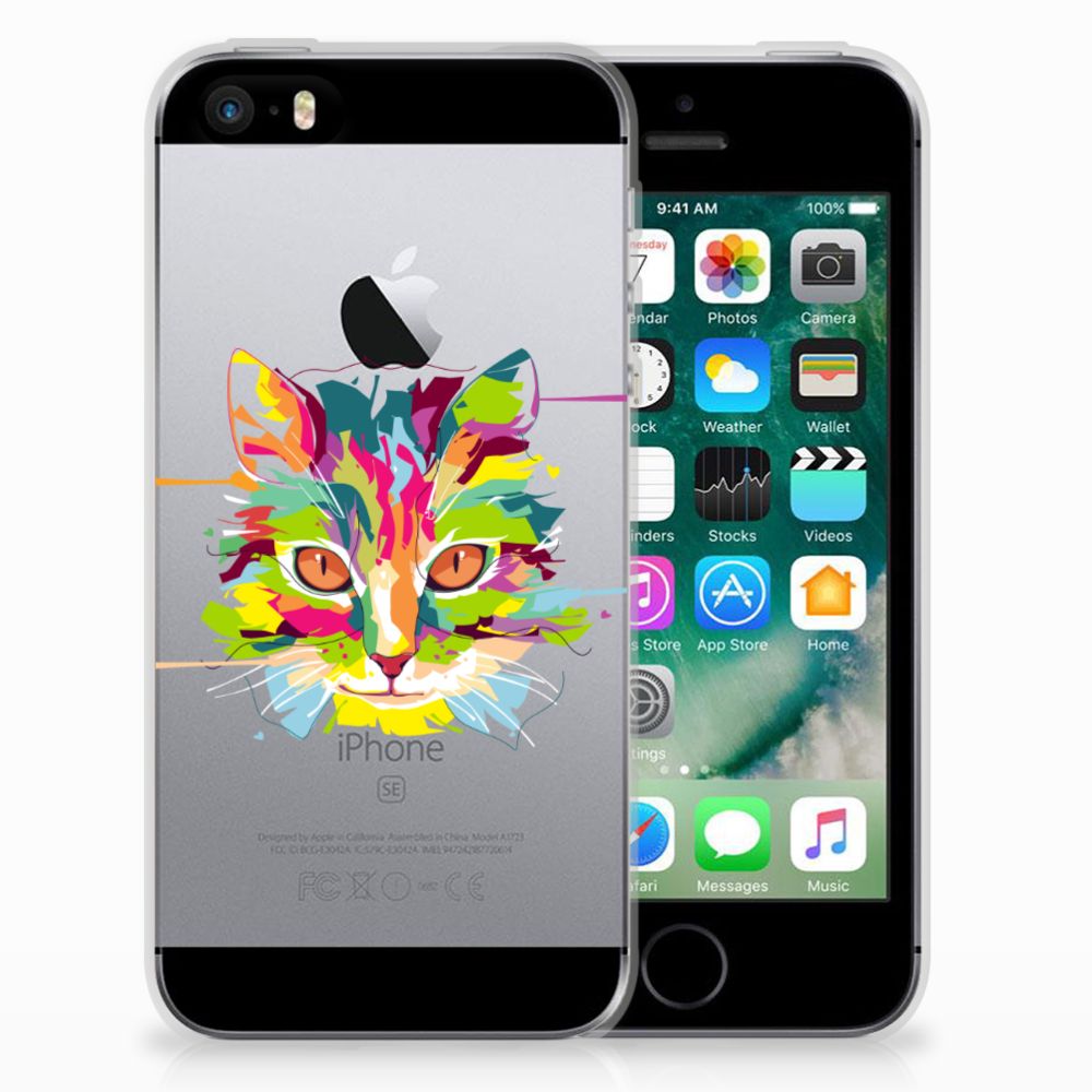 Apple iPhone SE | 5S Telefoonhoesje met Naam Cat Color