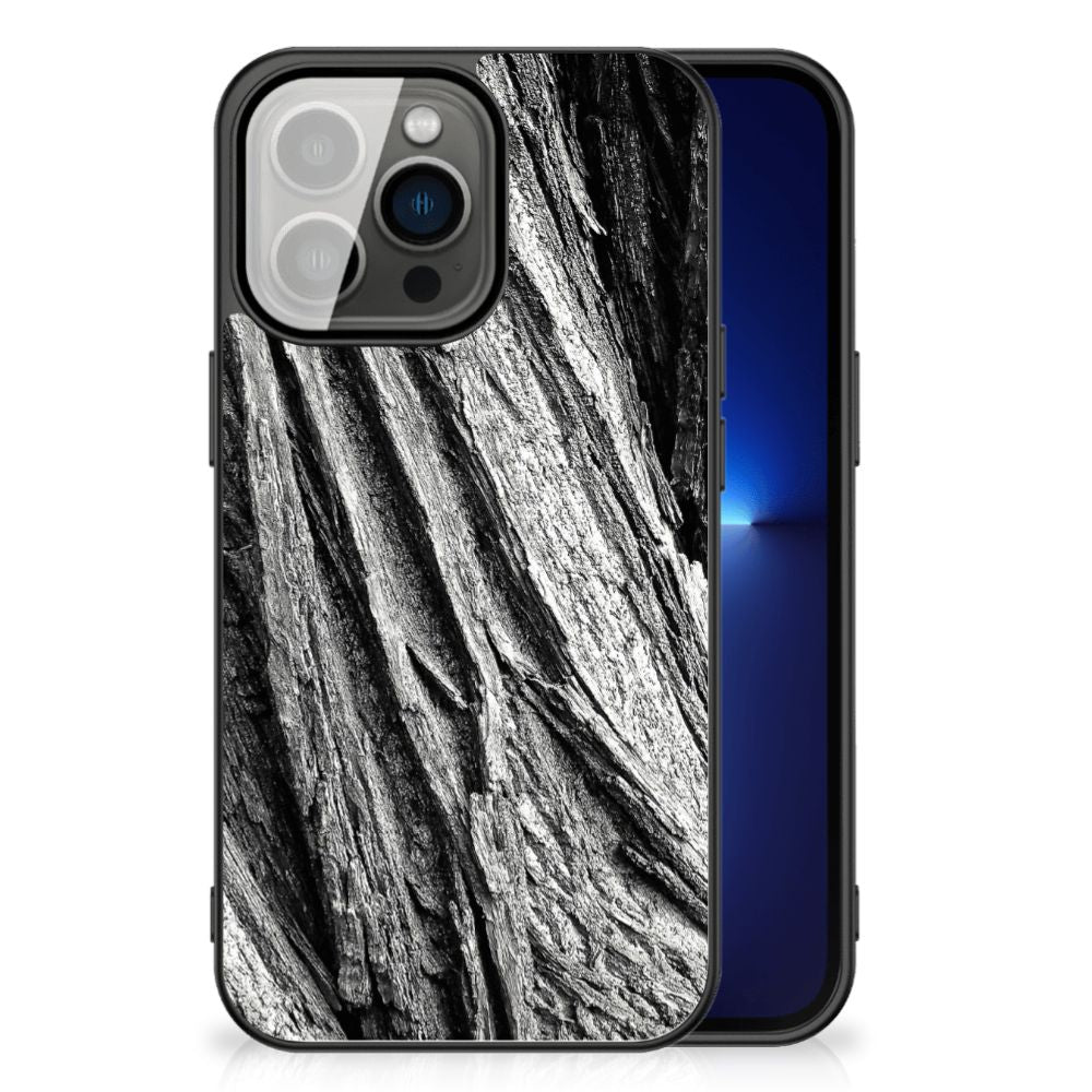 Houten Print Telefoonhoesje iPhone 13 Pro Boomschors Grijs