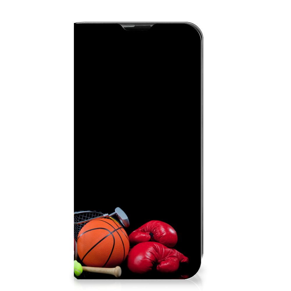 Nokia 2.3 Hippe Standcase Sports featuring basketball, boxing gloves, and sports equipment design.