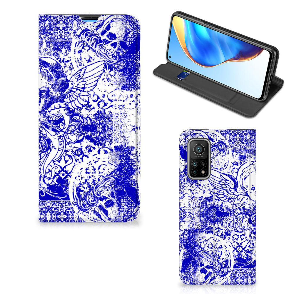 Mobiel BookCase Xiaomi Mi 10T | 10T Pro Angel Skull Blauw