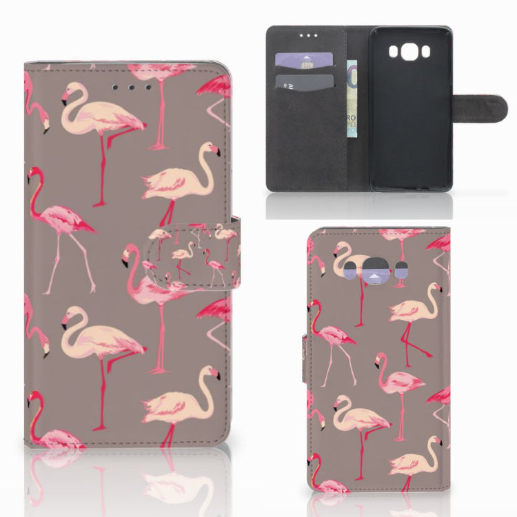 Samsung Galaxy J7 2016 Telefoonhoesje met Pasjes Flamingo