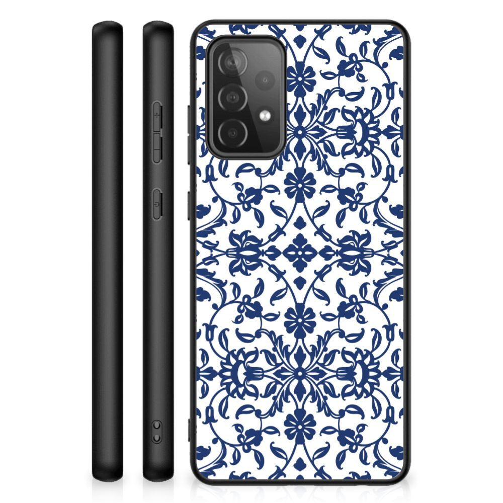 Samsung Galaxy A72 (5G/4G) Bloemen Hoesje Flower Blue