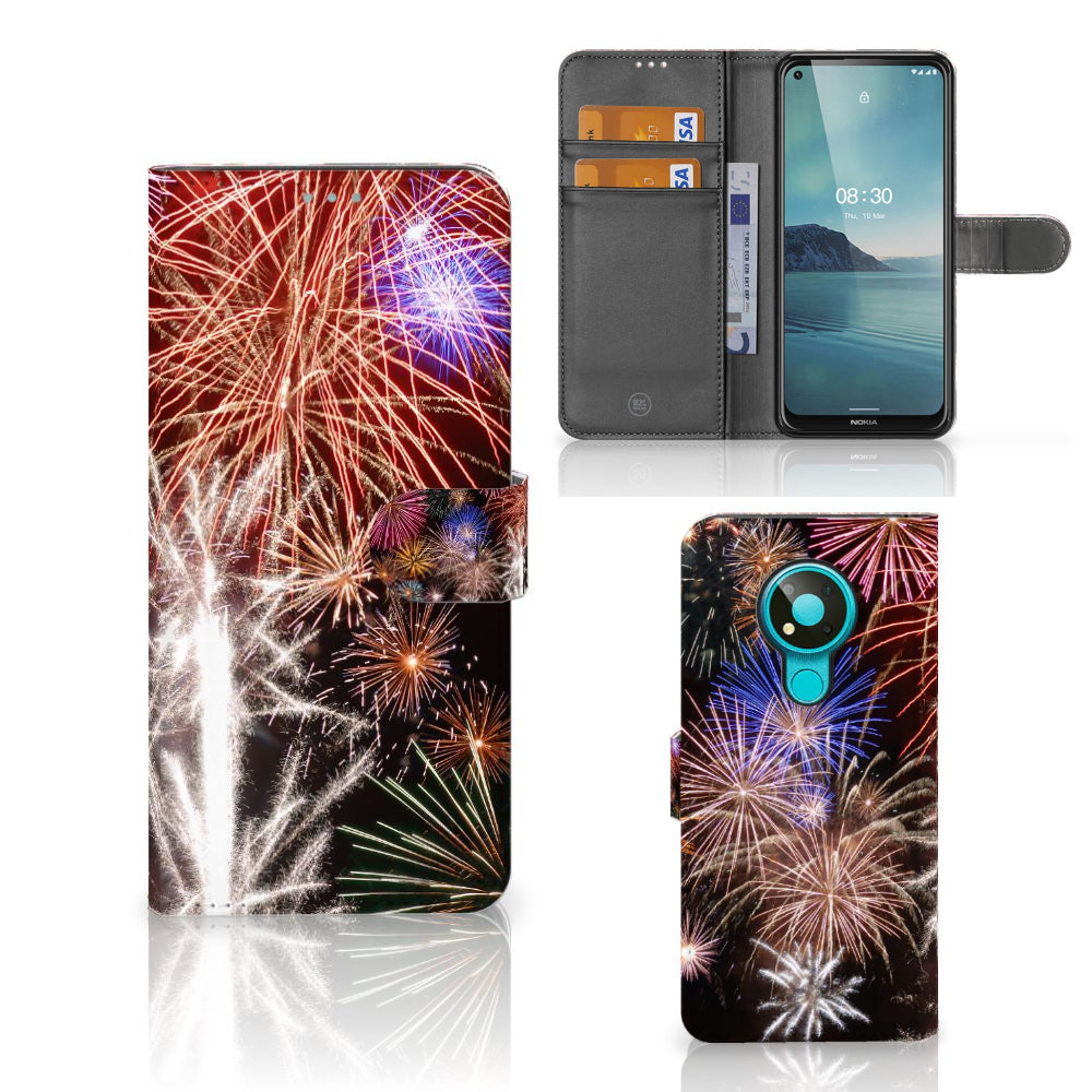 Nokia 3.4 Wallet Case met Pasjes Vuurwerk