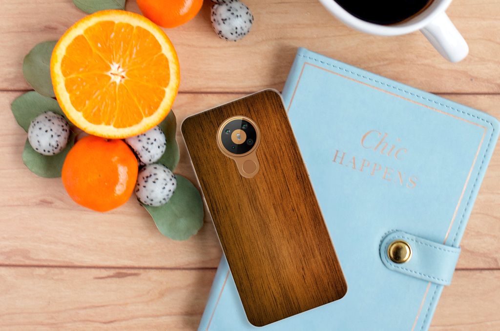 Nokia 5.3 Bumper Hoesje Donker Hout