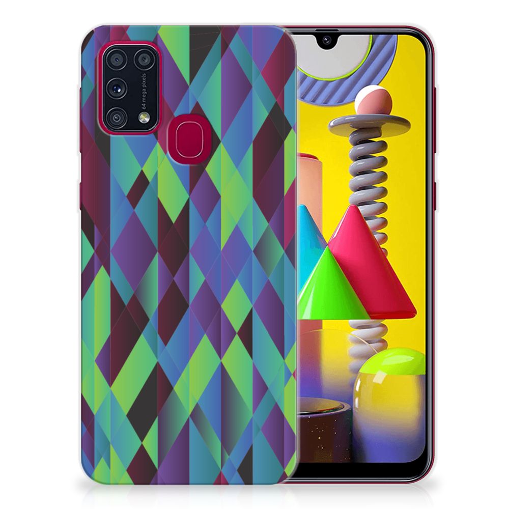 Samsung Galaxy M31 TPU Hoesje Abstract Green Blue B2C Telecom