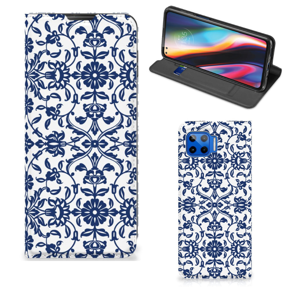 Motorola Moto G 5G Plus Smart Cover Flower Blue