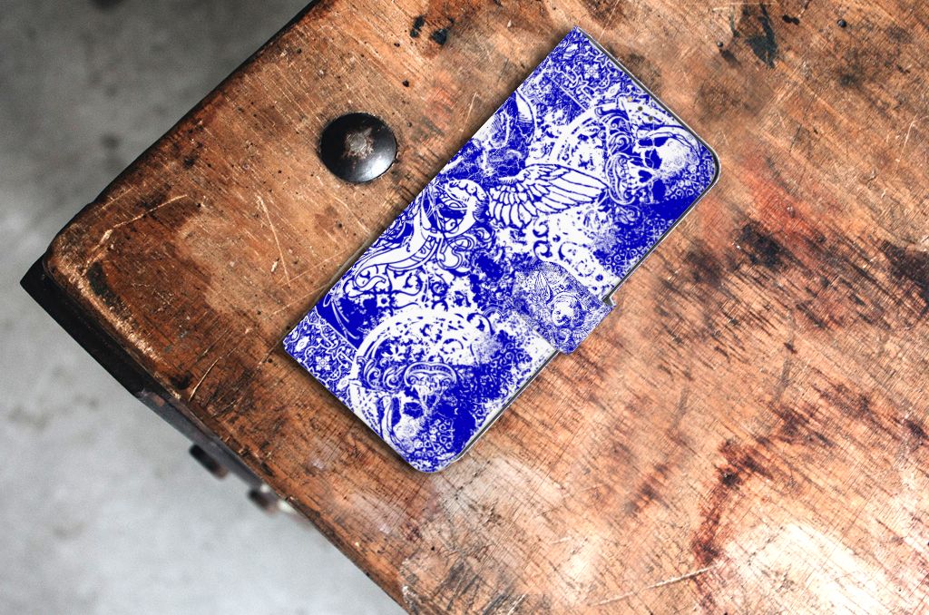 Telefoonhoesje met Naam Nokia 5.3 Angel Skull Blauw