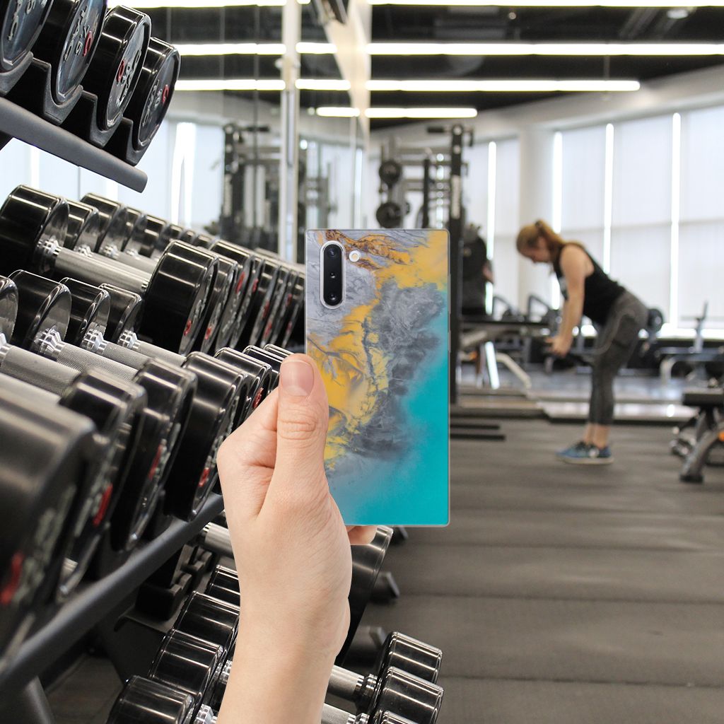 Samsung Galaxy Note 10 TPU Siliconen Hoesje Marble Blue Gold