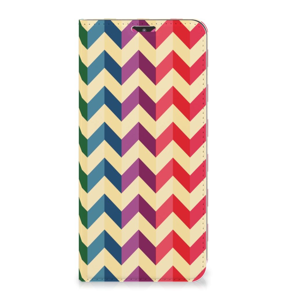 Samsung Galaxy M20 Hoesje met Magneet Zigzag Multi Color