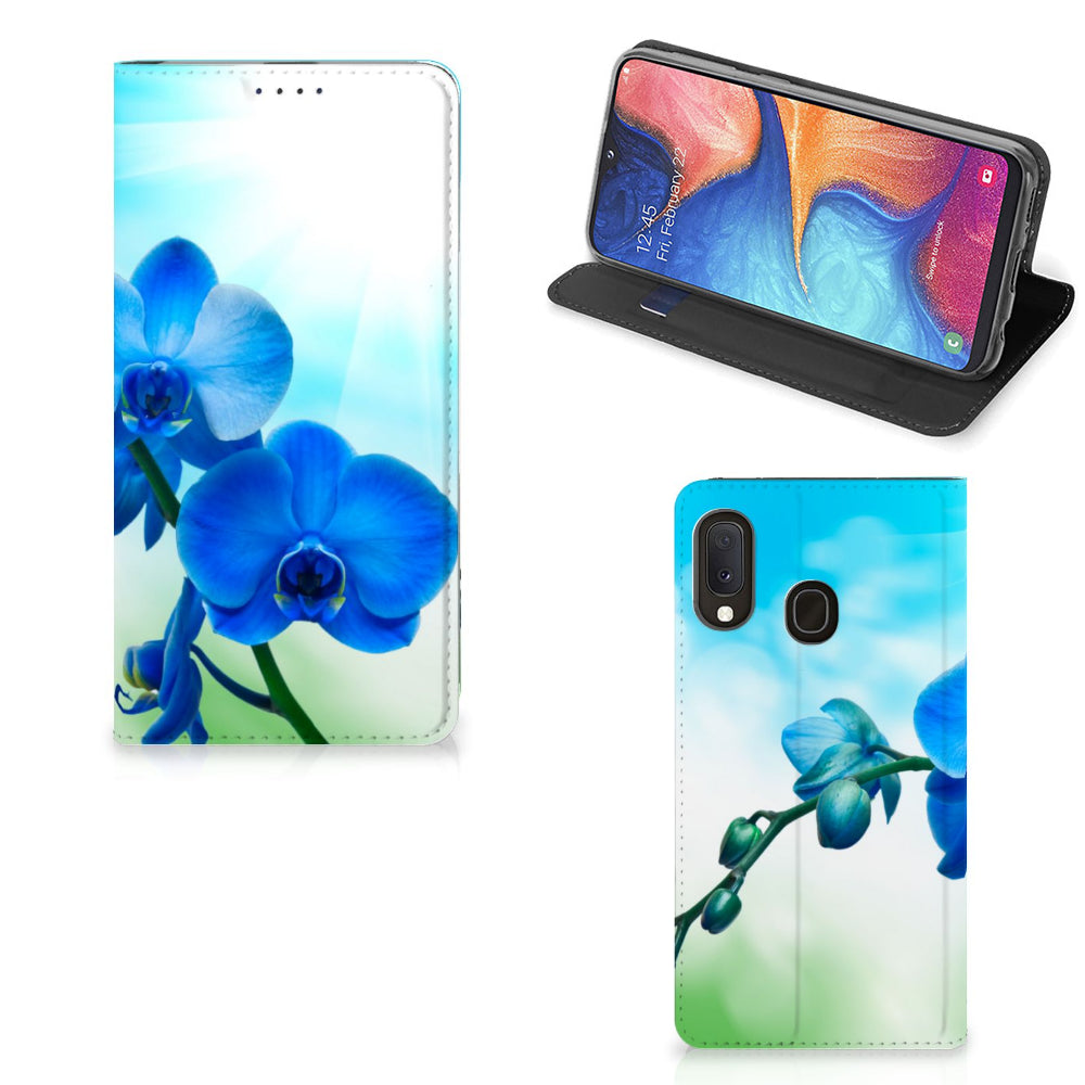 Samsung Galaxy A20e Smart Cover Orchidee Blauw - Cadeau voor je Moeder