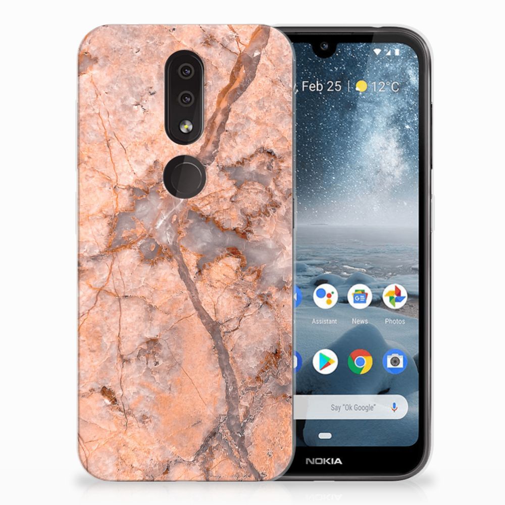 Nokia 4.2 TPU Siliconen Hoesje Marmer Oranje