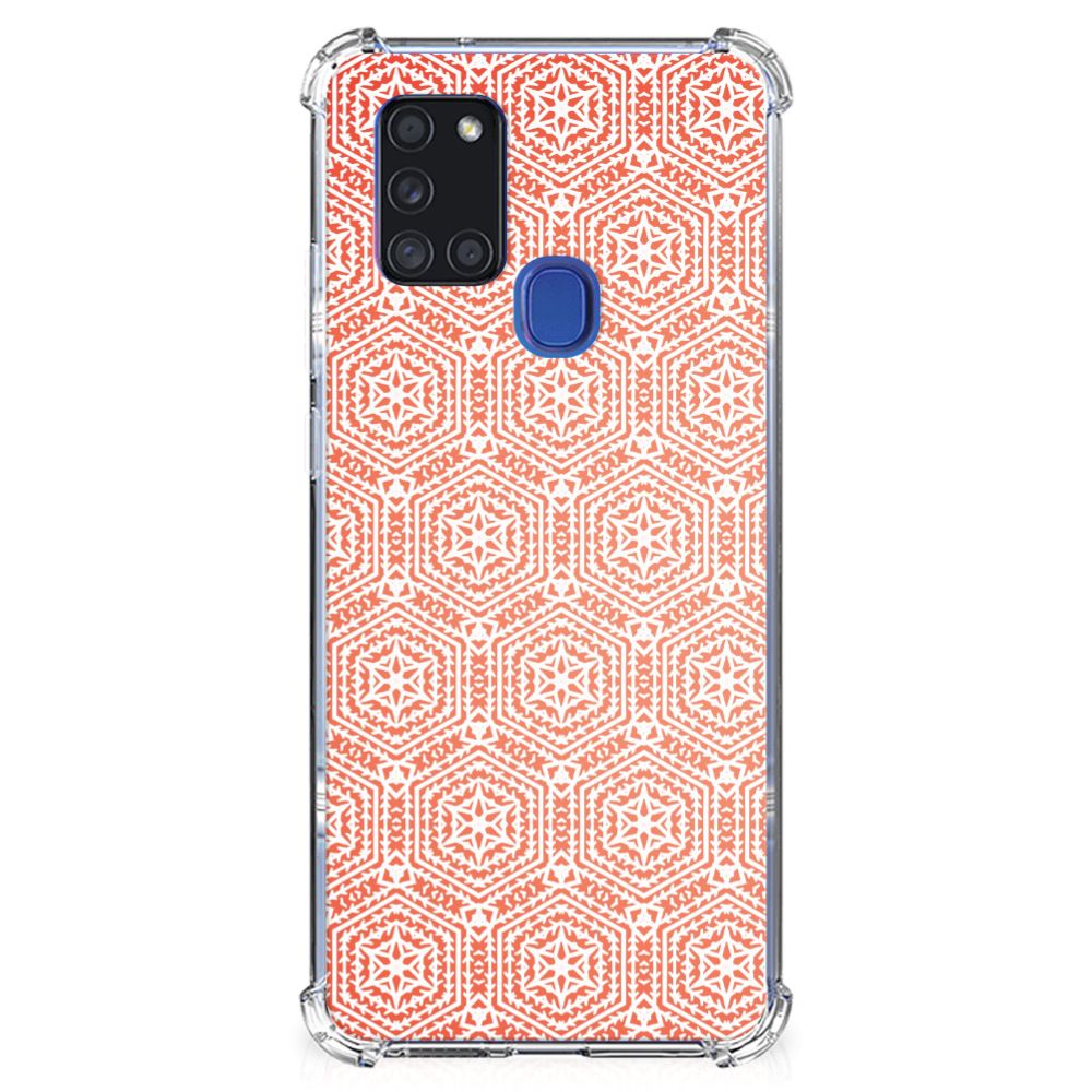 Samsung Galaxy A21s Doorzichtige Silicone Hoesje Pattern Orange