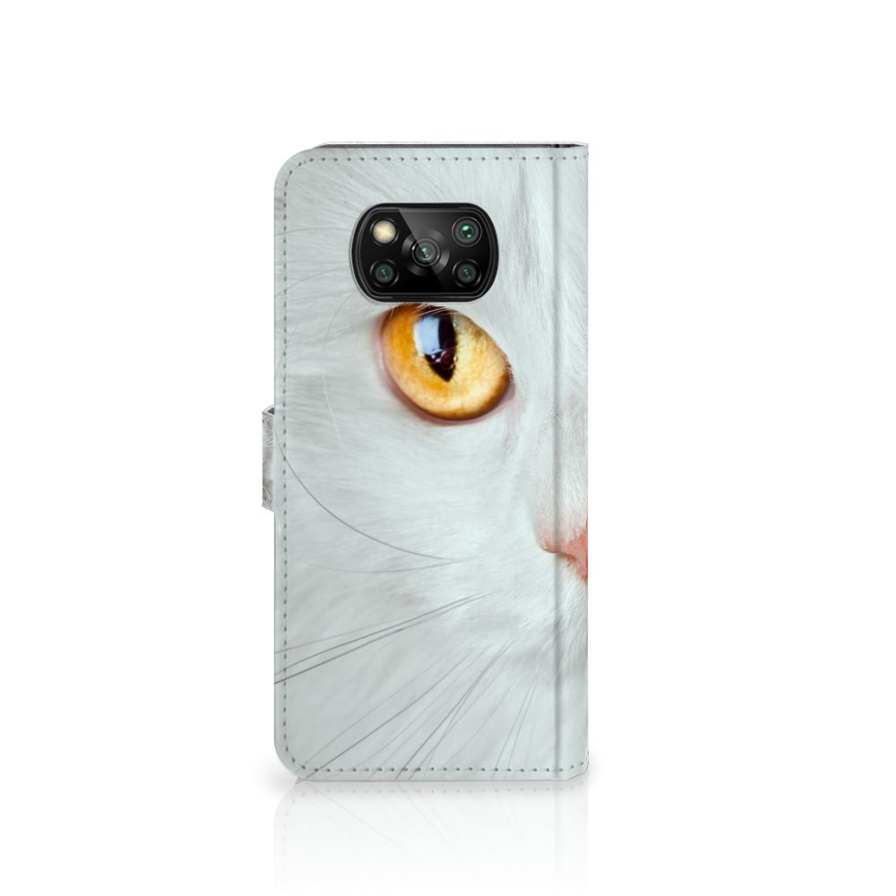 Xiaomi Poco X3 | Poco X3 Pro Telefoonhoesje met Pasjes Witte Kat