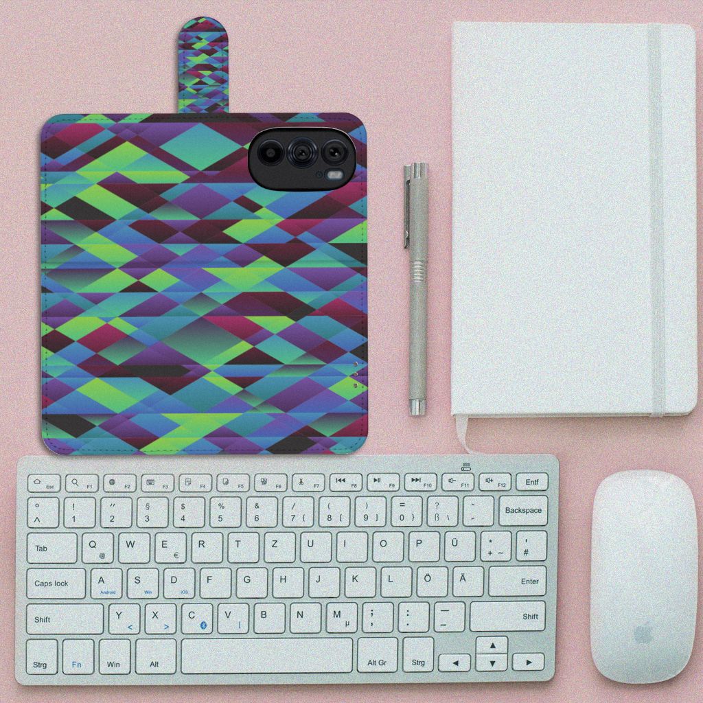 Motorola Edge 30 Pro Book Case Abstract Green Blue
