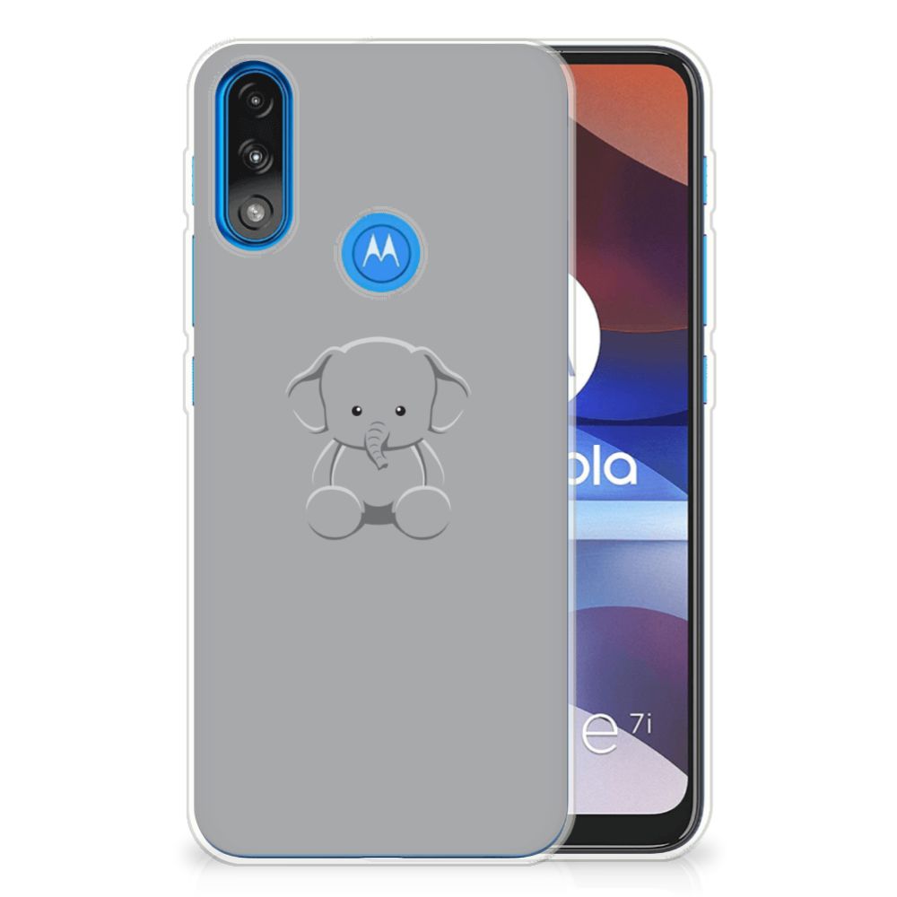 Motorola Moto E7/E7i Power Telefoonhoesje met Naam Grijs Baby Olifant