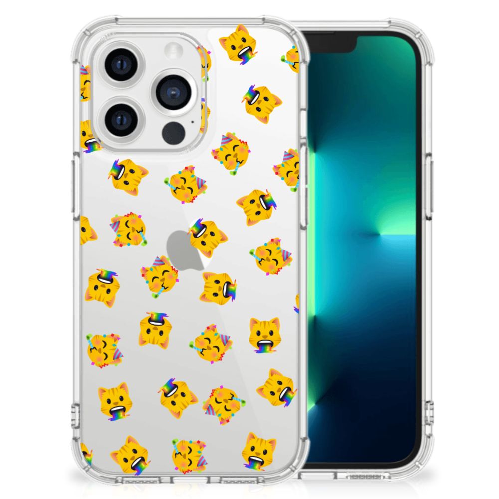 Doorzichtige Silicone Hoesje voor Apple iPhone 13 Pro Katten Emojis B2C Telecom