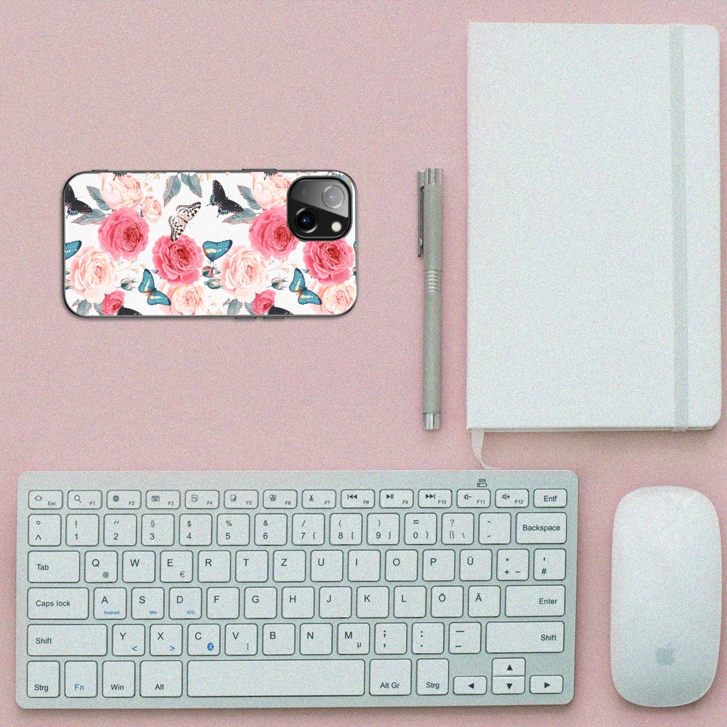 Apple iPhone 13 Bloemen Hoesje Butterfly Roses B2C Telecom