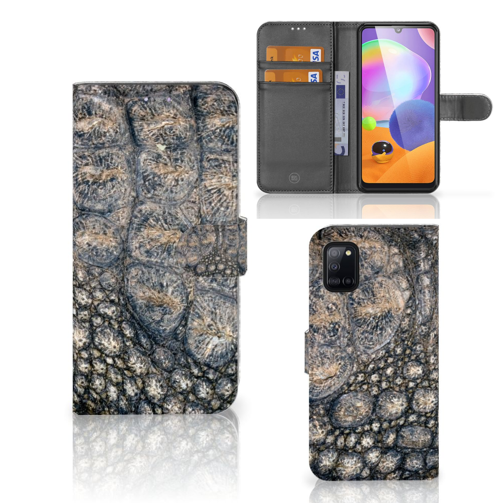 Samsung Galaxy A31 Telefoonhoesje met Pasjes Krokodillenprint