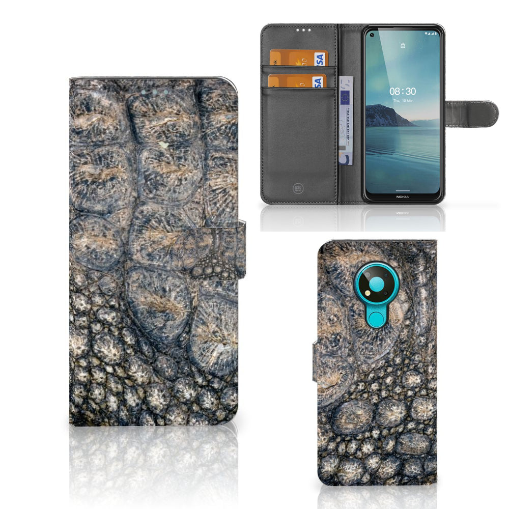 Nokia 3.4 Telefoonhoesje met Pasjes Krokodillenprint