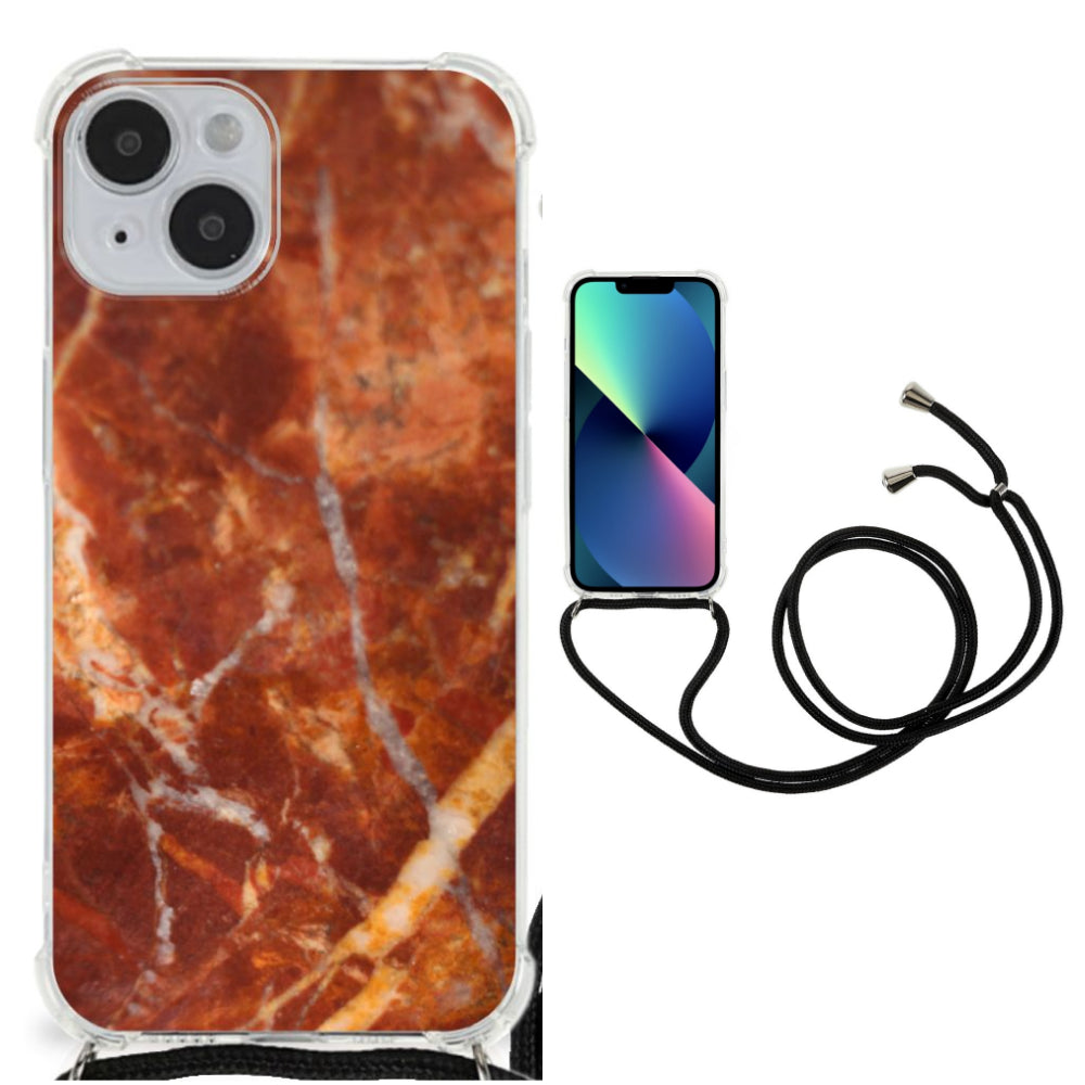iPhone 14 Anti-Shock Hoesje Marmer Bruin