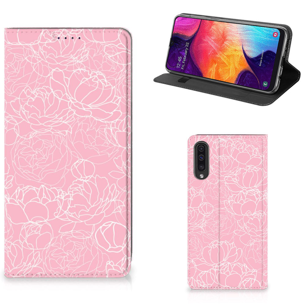 Samsung Galaxy A50 Smart Cover White Flowers