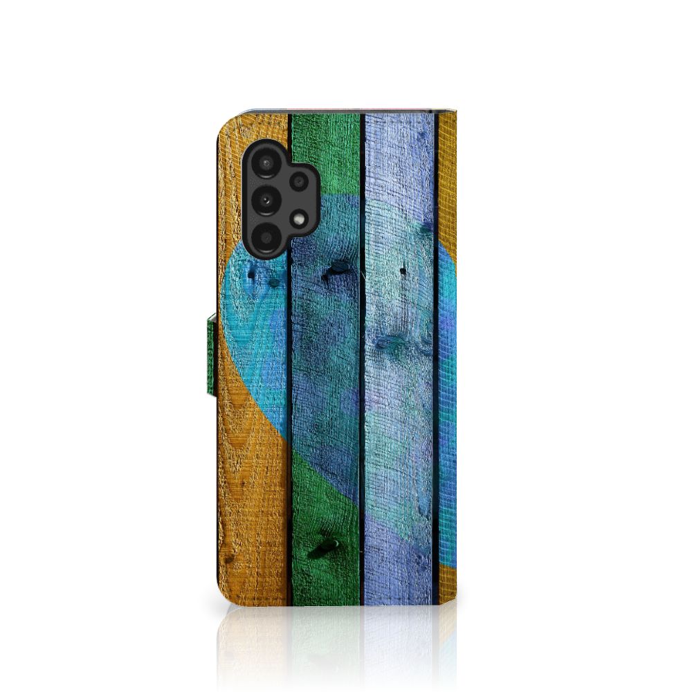 Samsung Galaxy A13 (4G) Book Style Case Wood Heart - Cadeau voor je Vriend